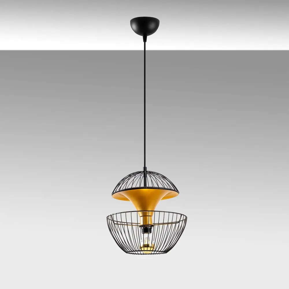Lampa wisząca w czarno-złotym kolorze z metalowym kloszem ø 30 cm Telmander – Opviq lights