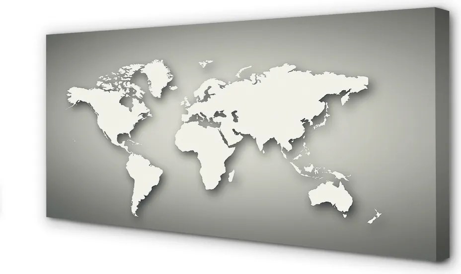 Obraz na płótnie Biała Mapa na Szarym Tle