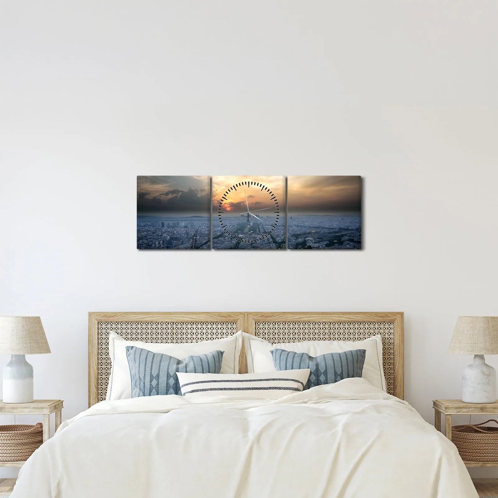 Obraz - Paryż z góry (z zegarem) (90x30 cm)