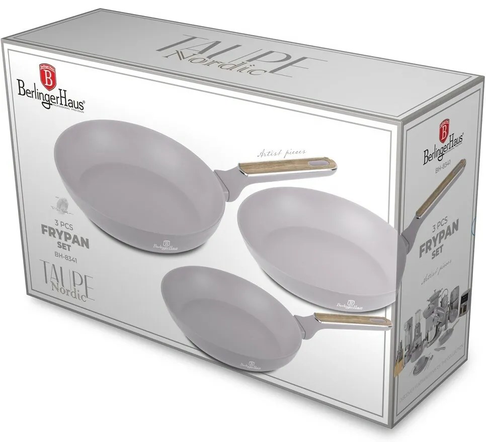 BerlingerHaus Zestaw patelni z powłoką tytanowąTaupe Nordic, 3 szt.