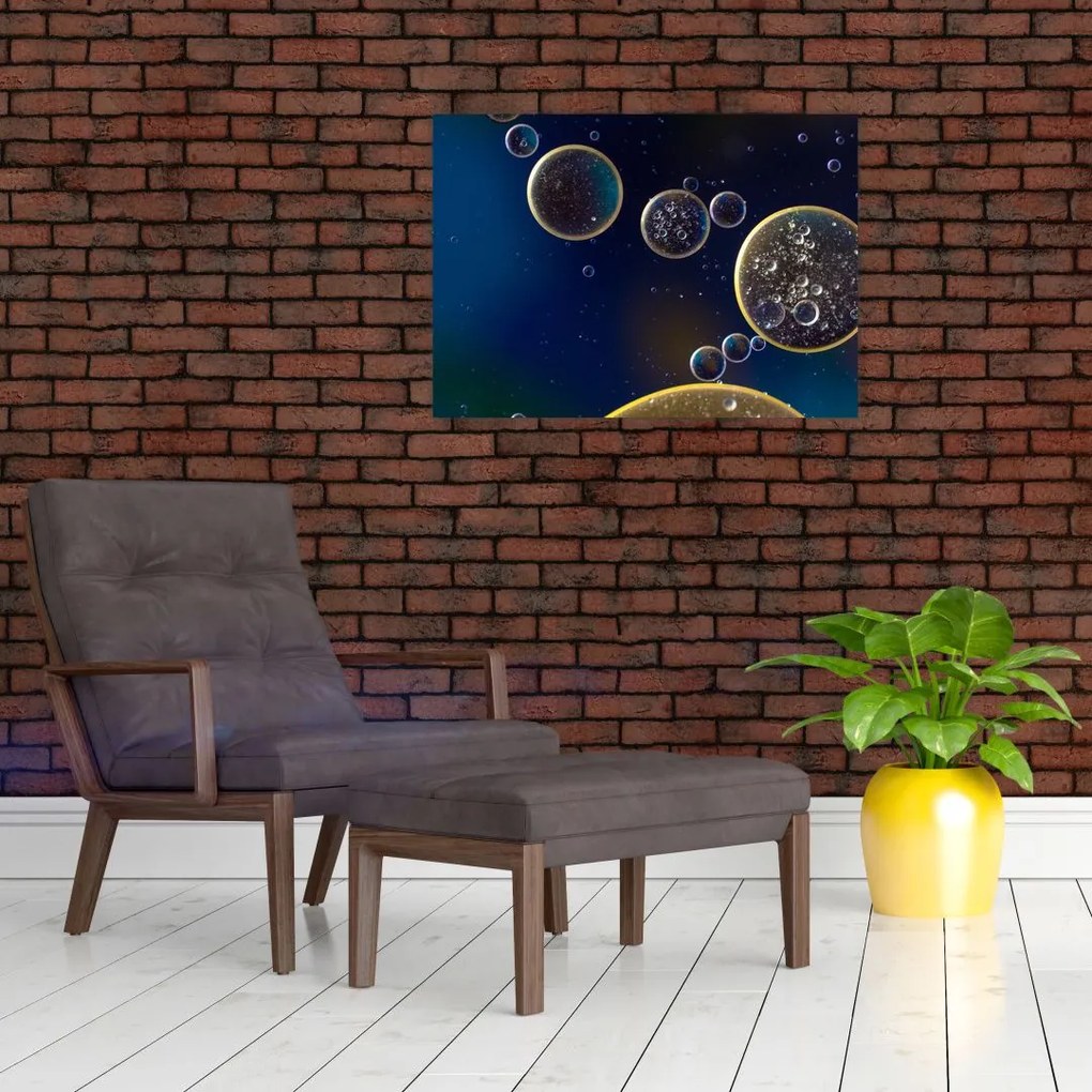 Obraz na szkle - bąbelki (70x50 cm)