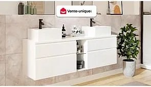 Szafka łazienkowa wisząca   pod umywalkę - Biały - 150 cm - MAGDALENA II