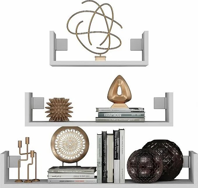 Półki Ścienne MOBI 3P | Biały | 80x20x14 cm | Półki wiszące