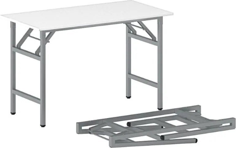 Stół konferencyjny FAST READY, 120x60 cm, szaro-srebrna podstawa, biały