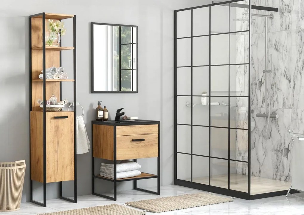 Zestaw industrialnych mebli łazienkowych stojących z umywalką 60 cm R1-H52