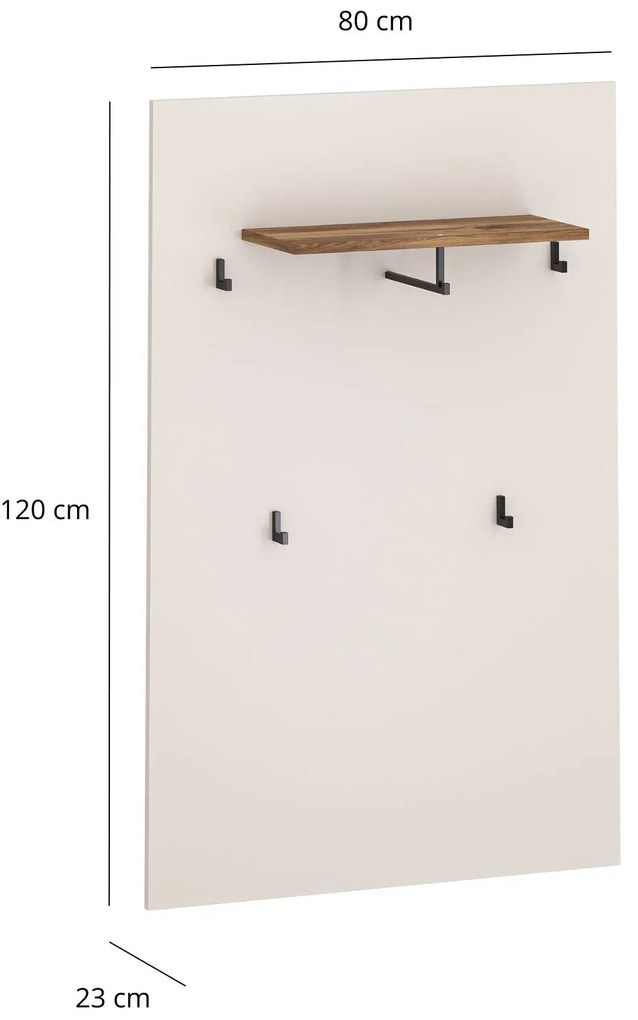 Wieszak ścienny z półką kaszmir + dąb castello A1-R78