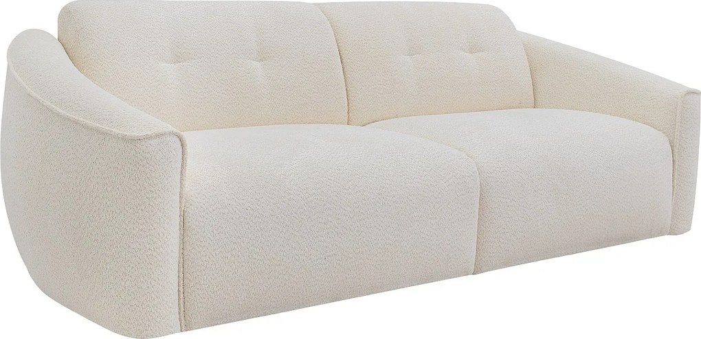 Kanapa 3-osobowa typu express z białej tkaniny z bukli - Powierzchnia spania 140 cm - Materac 16 cm memory foam ASUFA