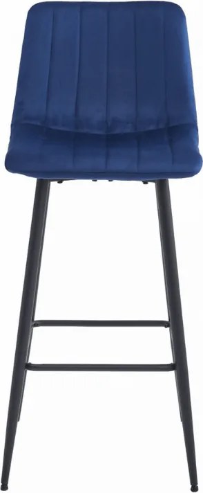 Niebieskie krzesło barowe POZZA VELVET z czarnymi nogami