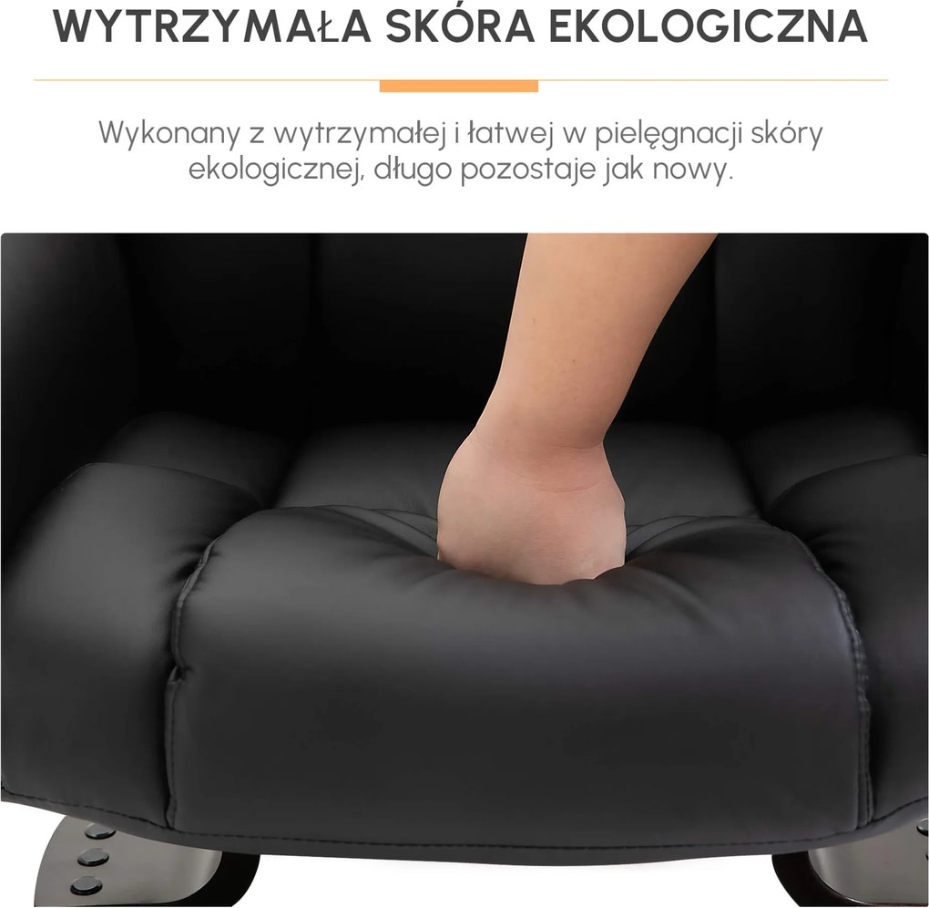 HOMCOM Fotel do masażu z podnóżkiem fotel relaksacyjny nachylenie 145° czarny 79 x 82 x 101 cm