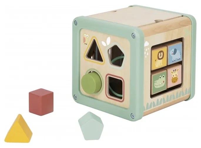 Woopie green drewniana kostka aktywności multifunkcyjna edukacyjna sorter