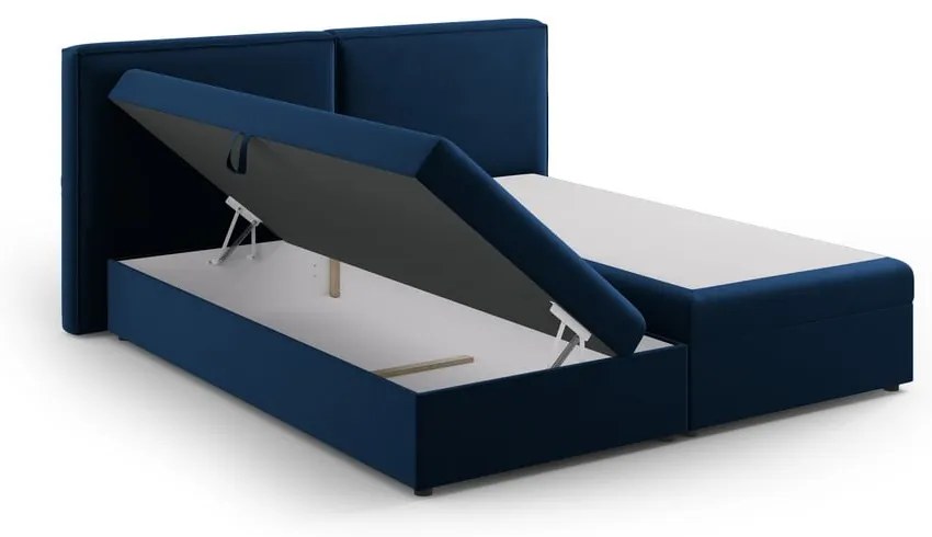 Ciemnoniebieskie łóżko boxspring ze schowkiem 180x200 cm Arendal – Cosmopolitan Design