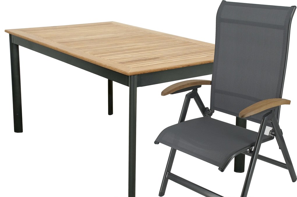 Doppler CONCEPT YELMO FSC® 4+1 - ogrodowy zestaw wypoczynkowy (aluminium/drewno tekowe)