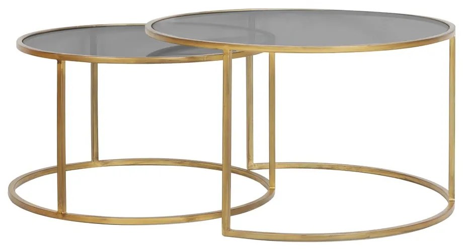 Szklane okrągłe stoliki w kolorze złotym zestaw 2 szt. ø 75 cm Duarte – Light & Living