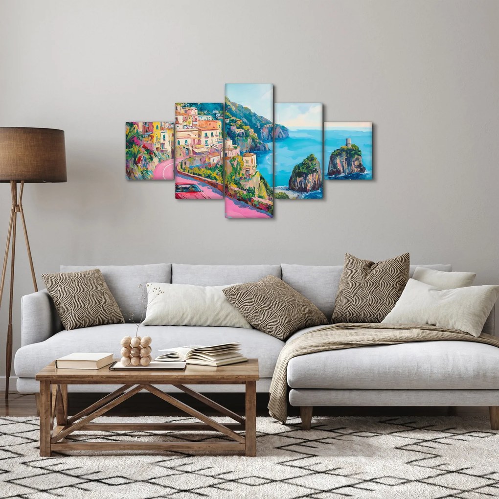 Obraz - Różowa droga przy wybrzeżu (125x70 cm)
