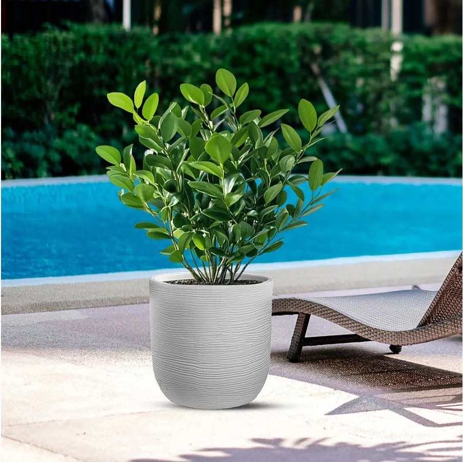 Wazon żywiczny cylindryczny Raffaello Bianco 35x34cm do roślin doniczkowych i ogrodowych