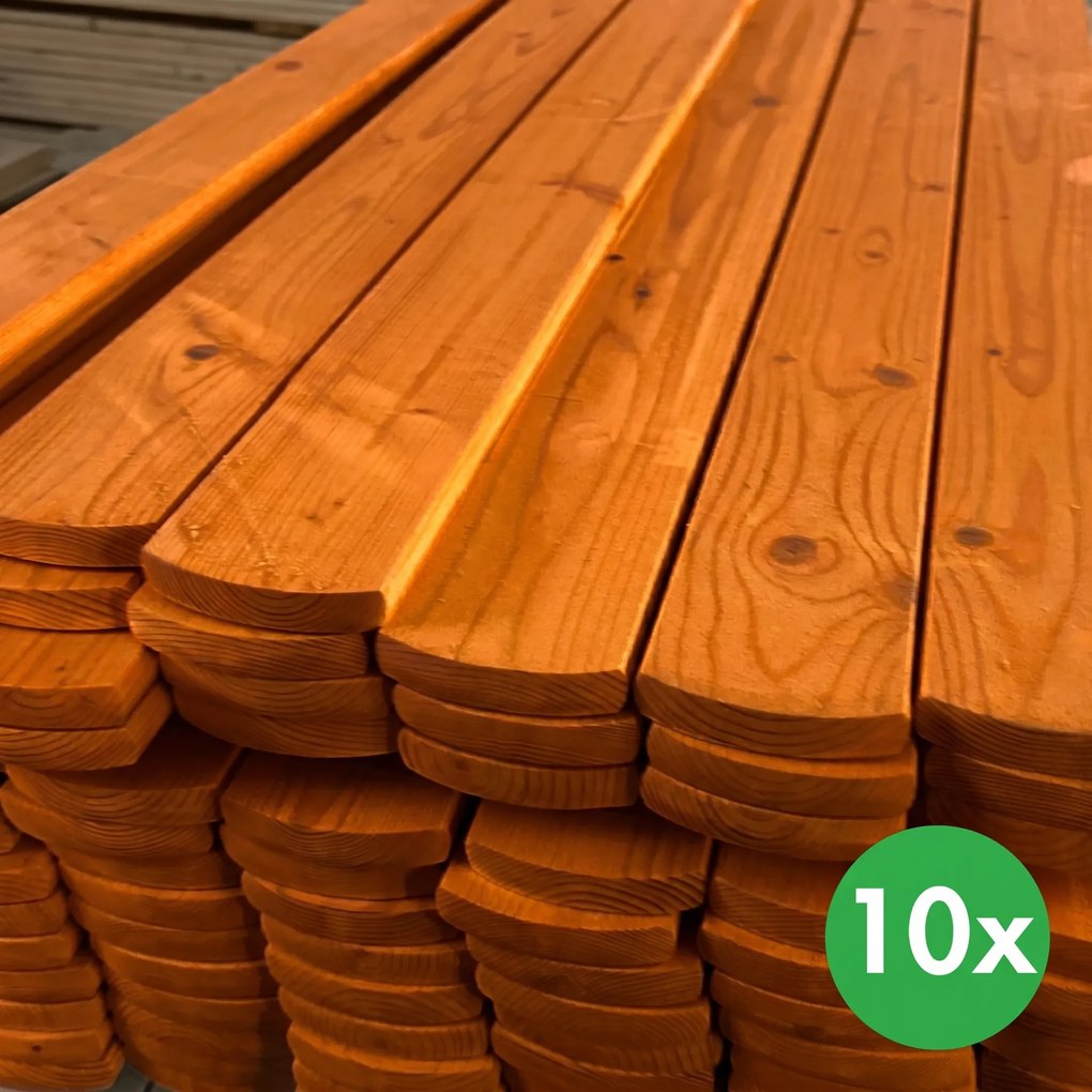 Sztachety, zaokrąglone, ciemna lazura, 10 szt., 20 x 95 x 1200 mm