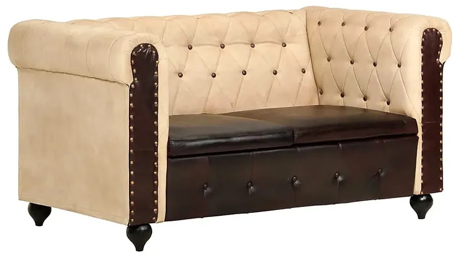 Skórzana 2-osobowa brązowa sofa w stylu Chesterfield - Clementine 2Q