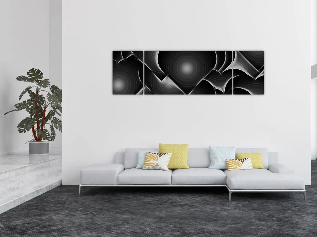 Obraz czarno - białych serc (170x50 cm)