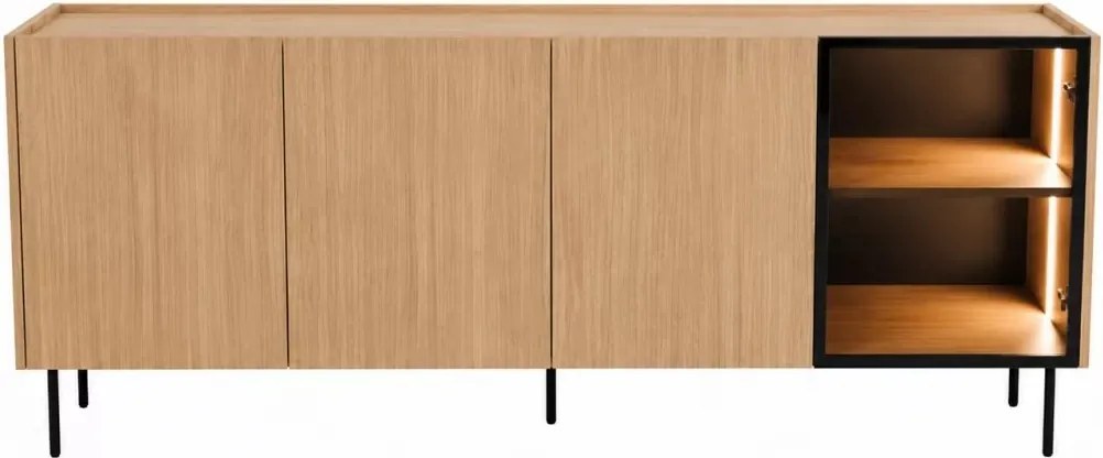 Komoda Dunari 220 cm czterodrzwiowa z szufladami - dąb sławonia - Wyprzedaż ekspozycji