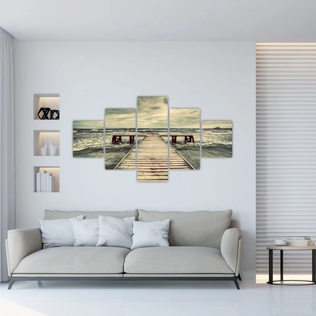 Obraz drewnianego molo na morzu (125x70 cm)