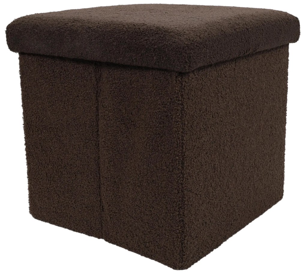 Pufa ze schowkiem boucle BINI, 38 x 38 x 38 cm