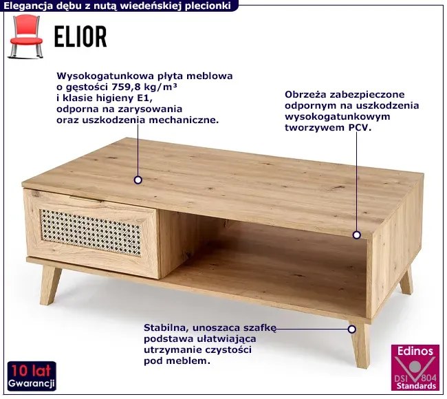 Rustykalna ława z szufladą - Vobo 9X