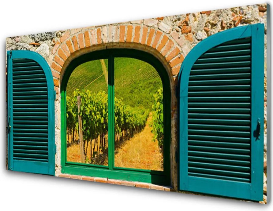 Szkło nad Blatem Widok Przez Okno Na Pola