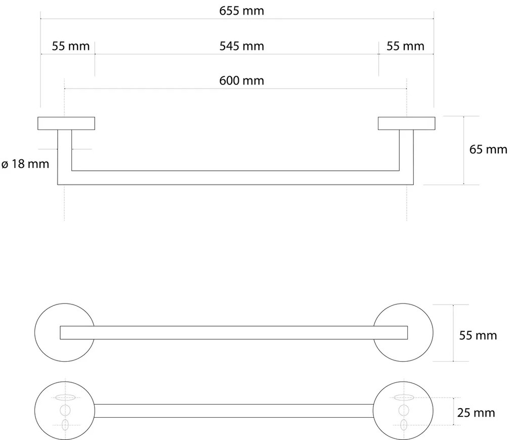 Sapho XR404GB X-Round Gold uchwyt na ręcznik 60 x 6,5 cm, złoty