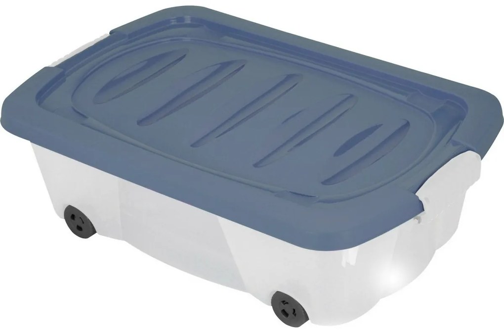 Pojemnik pod łóżko z kółkami 60 × 38 × 17,5 cm, niebieski