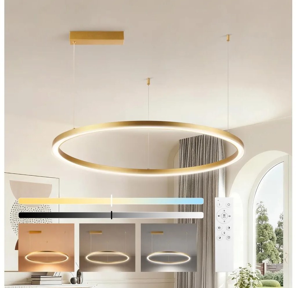 Brilagi - LED ściemnialny żyrandol na linkach PORTOFINO LED/60W/230V Ø 80 cm złoty + pilot