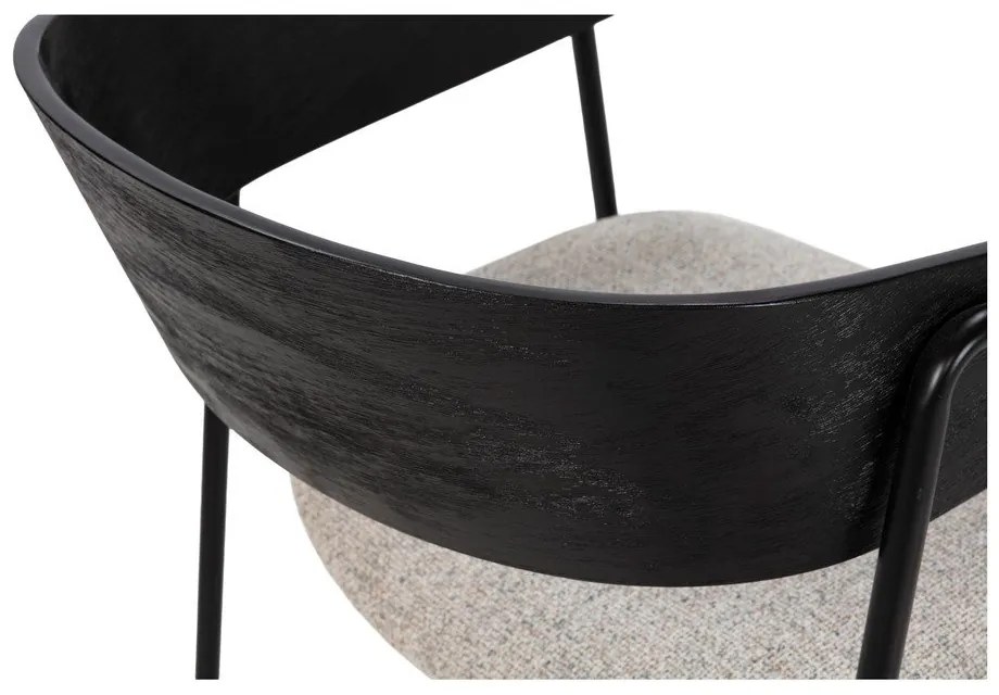 Czarne/beżowe tapicerowane fotele jadalniane zestaw z podłokietnikami 2 szt. Cora – MOME