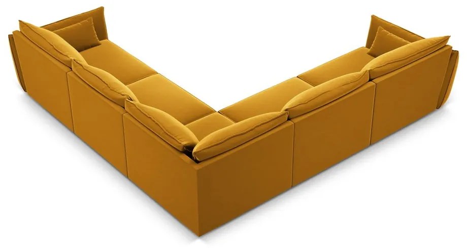 Musztardowy aksamitny narożnik Vanda – Mazzini Sofas