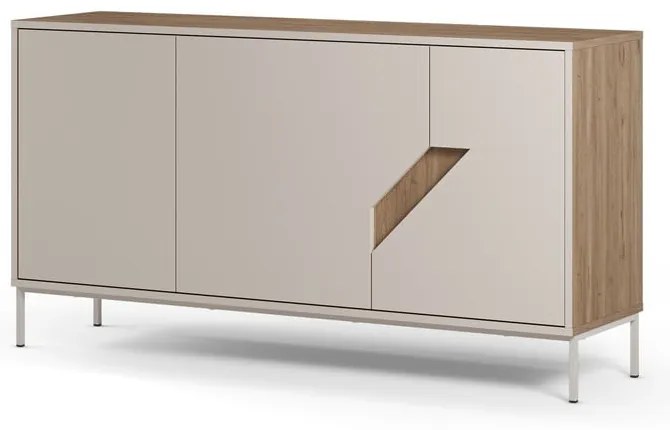 Kremowo-naturalna komoda w dekorze dębu 150x80x40 cm Lilou – Marckeric