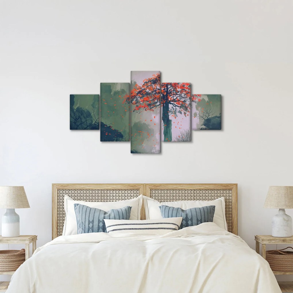 Obraz samotnego czerwonego drzewa (125x70 cm)
