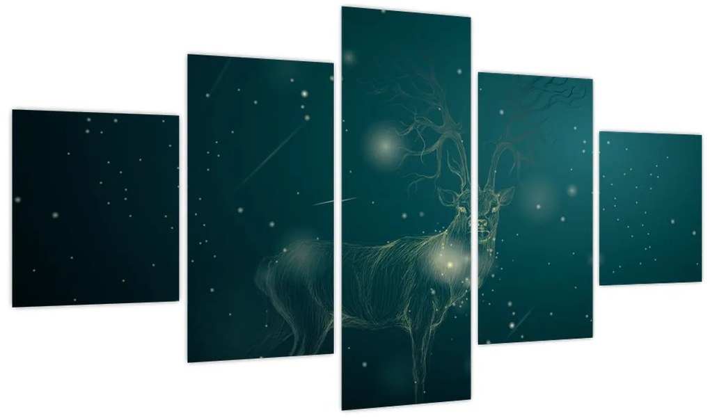 Obraz - Magiczny jeleń w nocy (125x70 cm)