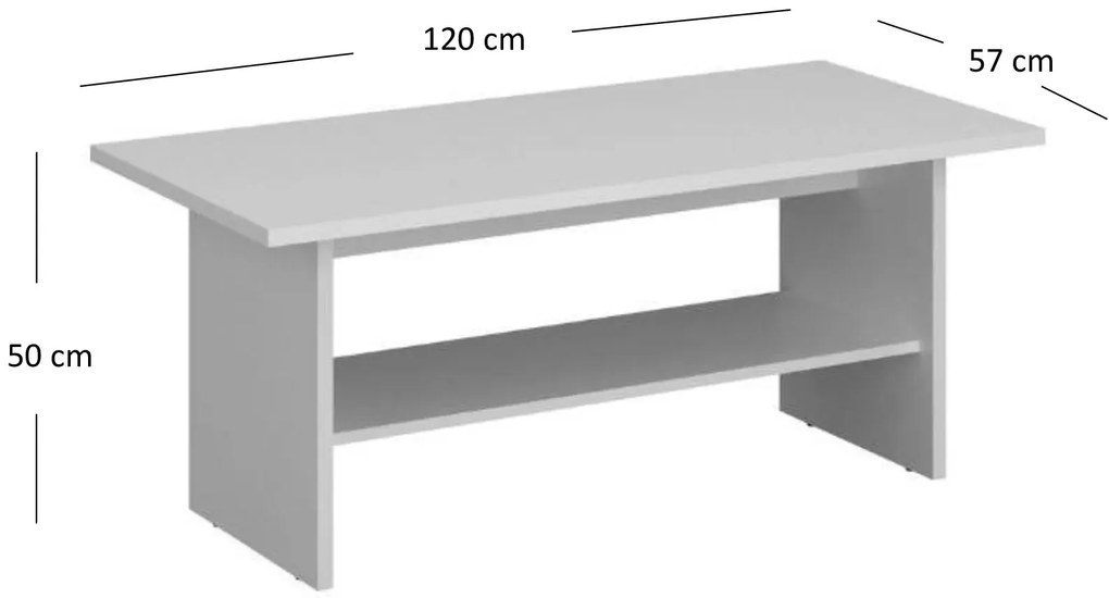 Biała ława skandynawska z półką F1-B47