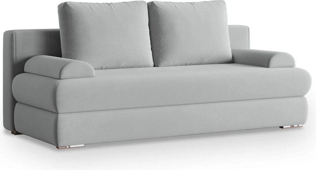 Masseno Sofa ASPERO z funkcją spania i pojemnikiem na pościel, Rozkładana sofa - Jasnoszary, PAROS 05