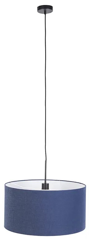 Nowoczesna lampa wisząca czarna z kloszem w kolorze antycznego błękitu 50 cm - Combi 1 Nowoczesny Oswietlenie wewnetrzne