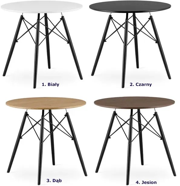 Skandynawski stół kuchenny 80 cm jesion - Fivi 7X