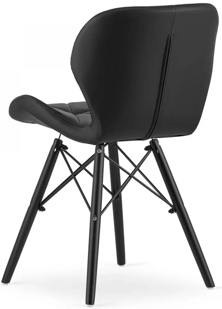 Czarne pikowane krzesło tapicerowane do stołu N9-F96