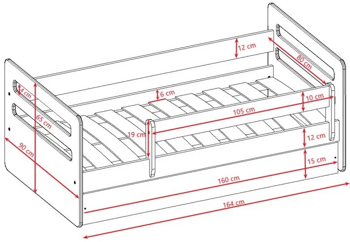 Łóżko chłopięce z szufladą 80x160 R2-R30