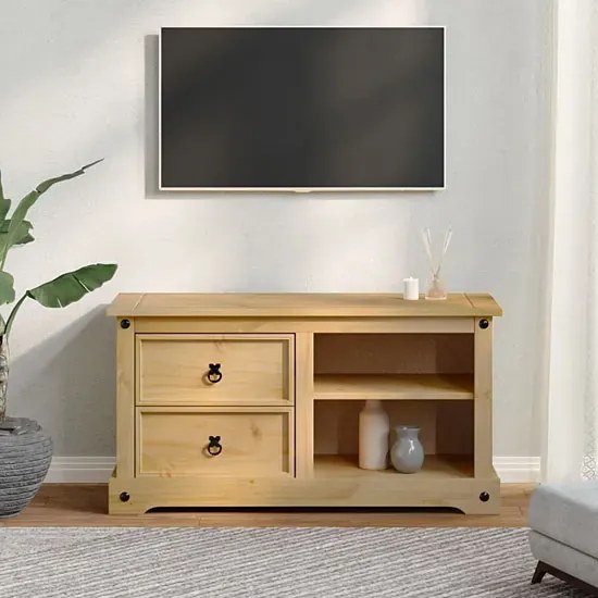 Sosnowa szafka RTV z 2 szufladami C7-G28