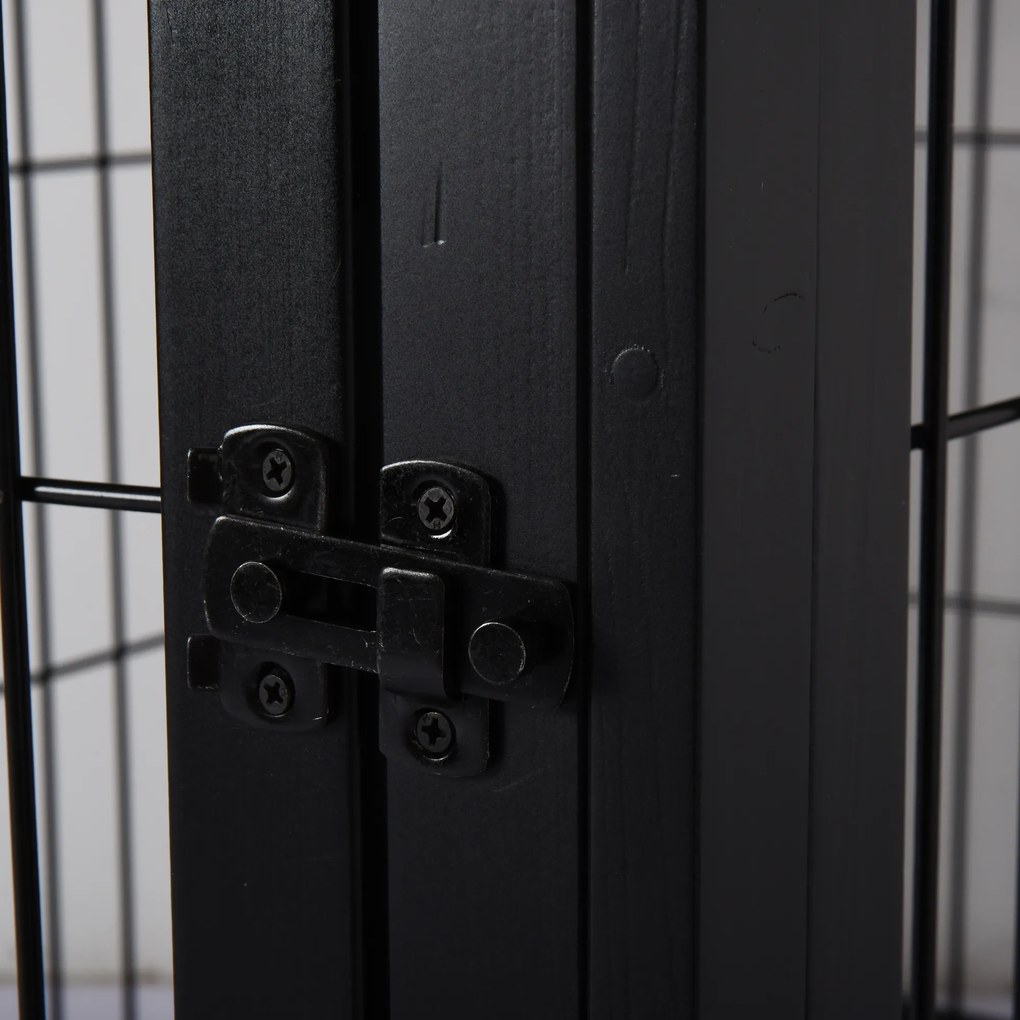 Pawhut Klatka dla Psa do Domu 2 Drzwi Zwierzęta Domowe MDF Metal Czarna, 58,5 x 81 x 66 | Aosom PL