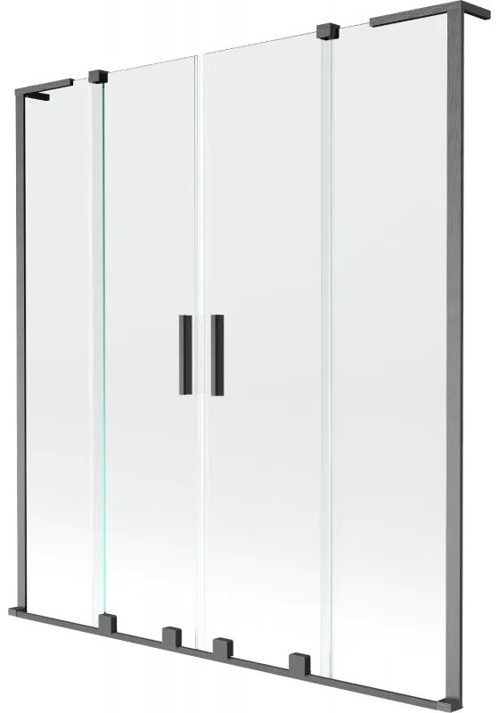 Mexen Velar L Duo parawan nawannowy 2-skrzydłowy rozsuwany 150 x 150 cm, transparent, gun gray szczotkowany - 896-150-003-02-66