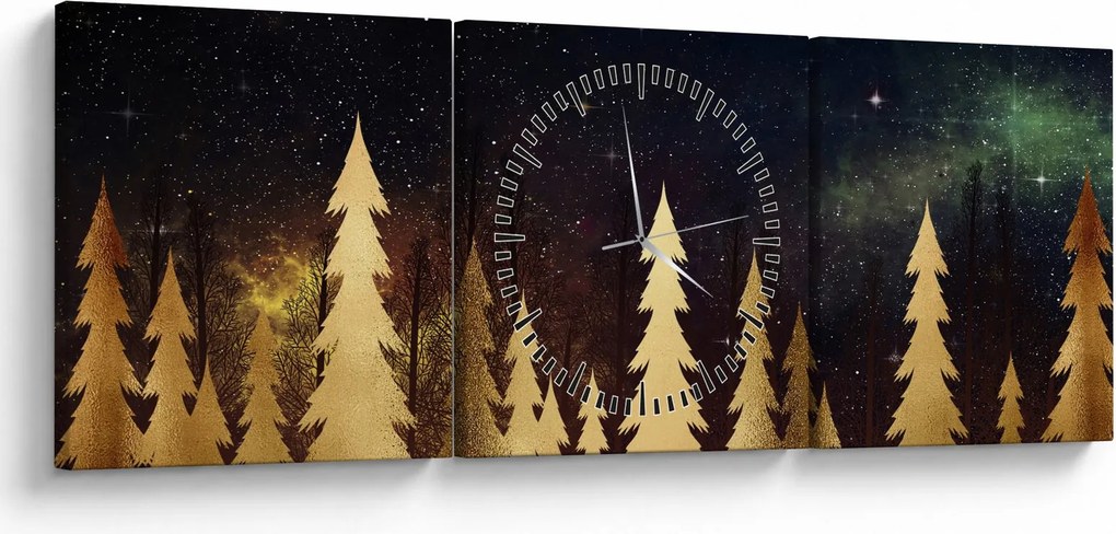 Obraz - Złota noc (z zegarem) (90x30 cm)