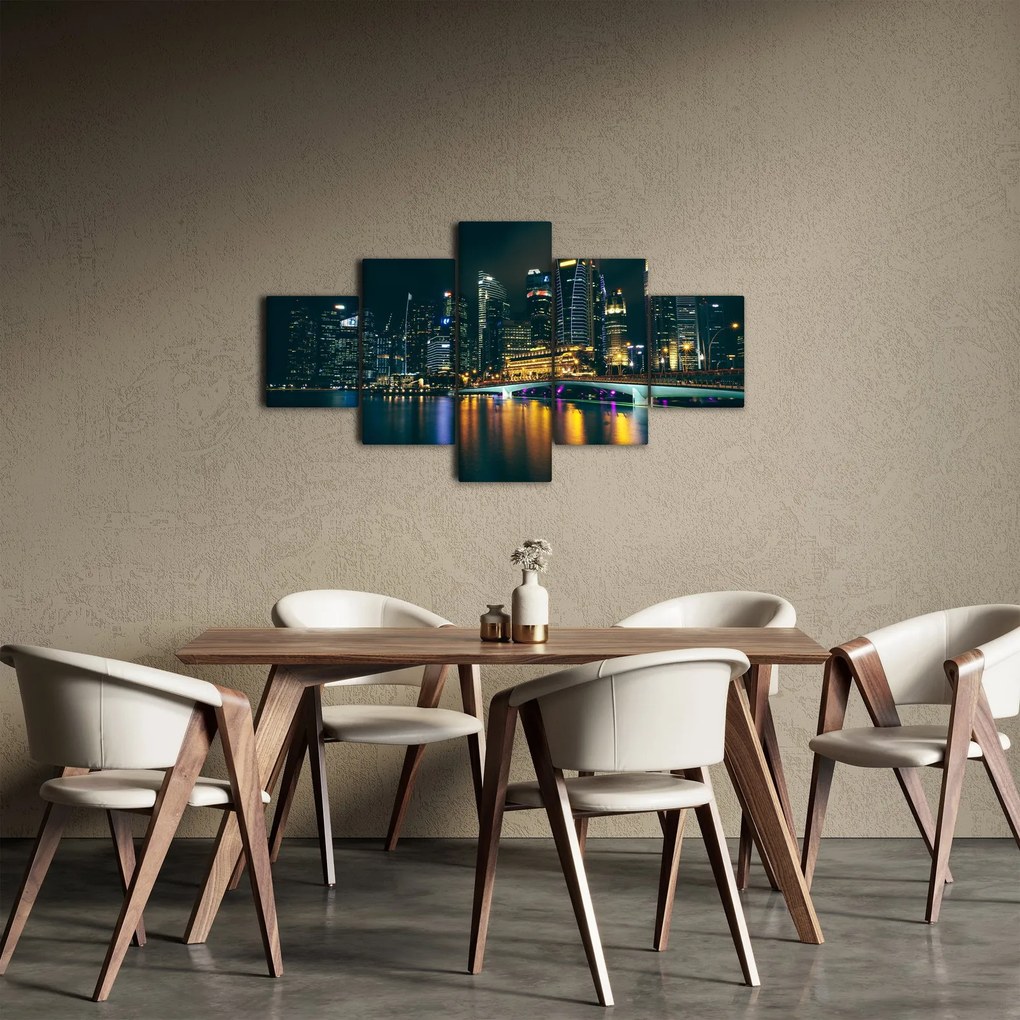 Obraz Singapuru nocą (125x70 cm)