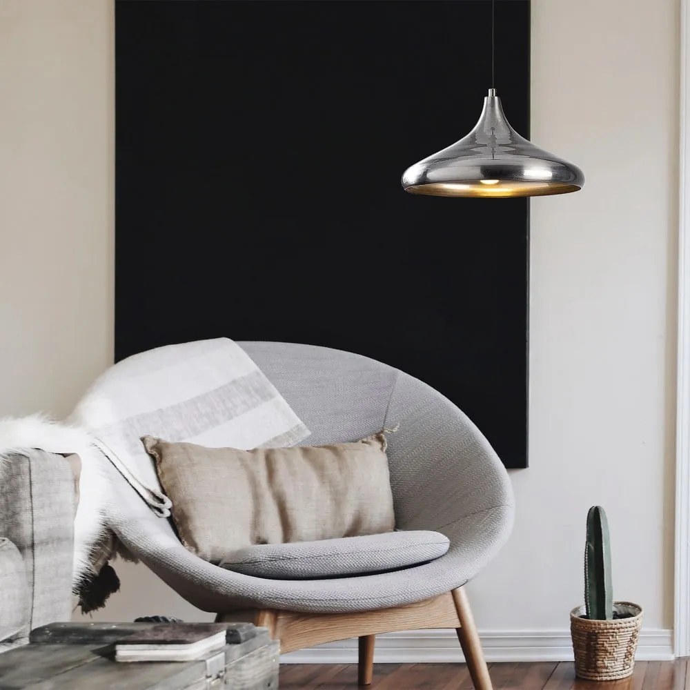 Lampa wisząca w kolorze srebra z metalowym kloszem ø 35 cm Nile – Opviq lights