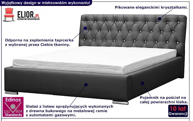 Łóżko z pojemnikiem na pościel Luxor 2X 180x200 - 44 kolory