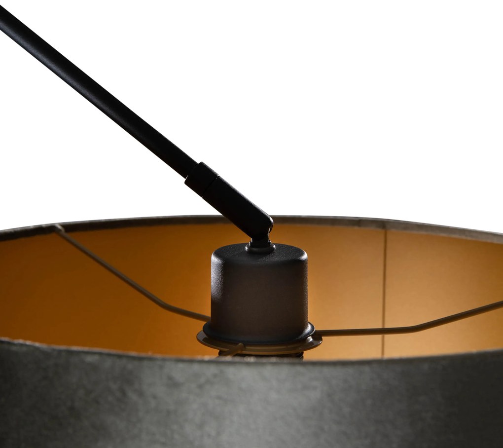Lampa wisząca czarna z zielonym aksamitnym kloszem 35 cm - Blitz klasyczny/Antyczny Oswietlenie wewnetrzne