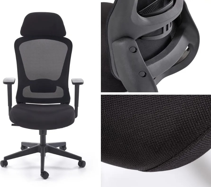 Regulowany fotel biurowy Sonar Halmar, zgodny z normą BHP